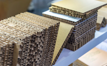 house furniture made with cardboard. Artistic product handicraftの写真素材