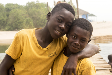 Accra, Ghana - December 30, 2016: happy African children in Accra, Ghana.
