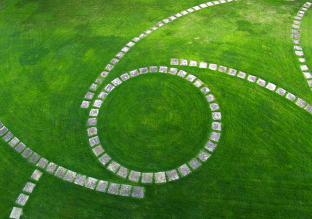 A path through the garden as seen from above.の写真素材