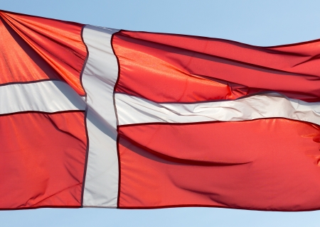 Denmark flag in the sunshine