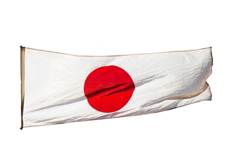   Isolated Japanese flag in the wind の写真素材