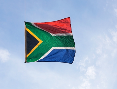 South African Republic flag in the wind against the sky