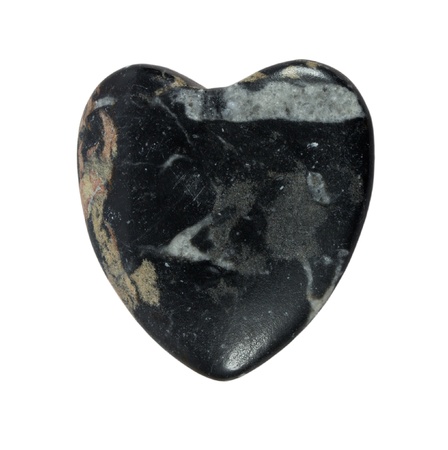 Stone heart of black granite on a white backgroundの写真素材