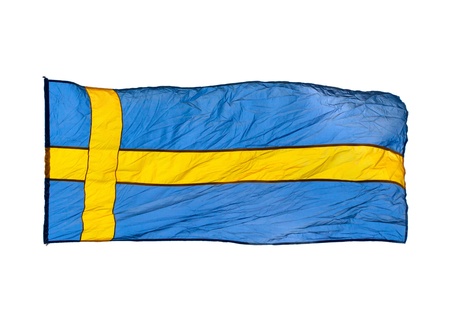 Swedish flag on a white backgroundの写真素材