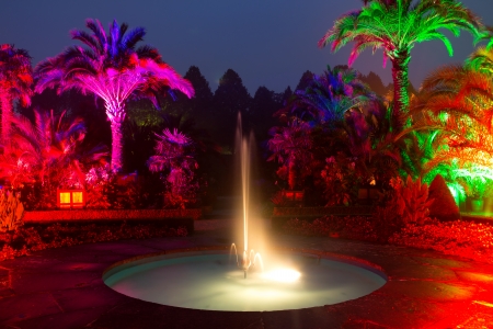 Light show in night park in Bad Pyrmontのeditorial素材