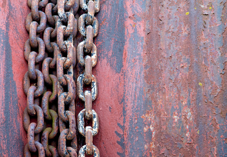 Old rusty chains on the rotor