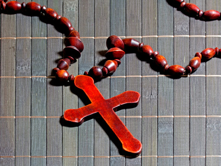 wooden cross on the bamboo...