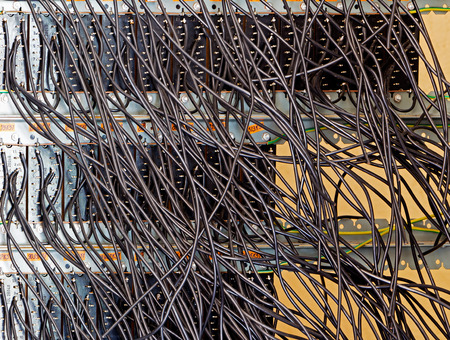 The old fuses and cables on the control panel