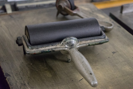 Roller on the table in the printing house
