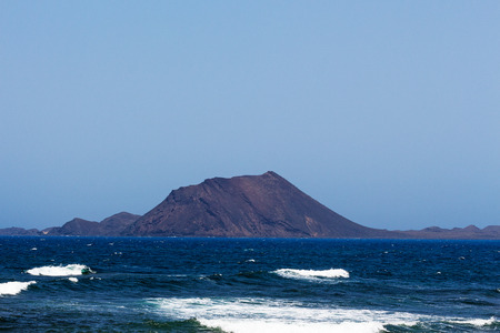 Island Lobos of Fuerteventura in the sunlightの写真素材
