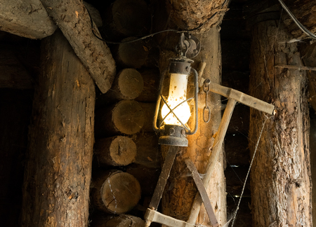 Oil lamp in the old mineの写真素材