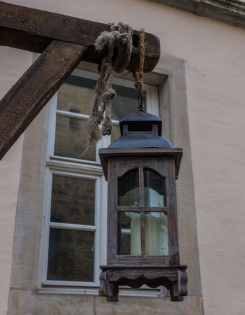 Old lantern in the ancient European cityの写真素材