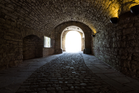 Dark stone streets  in an old townの写真素材