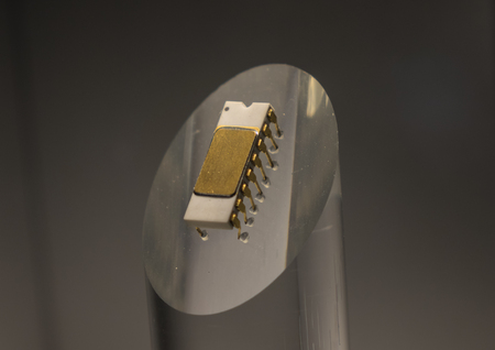 The old and vintage computer chip , close up.の写真素材