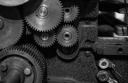 The gears of a old and vintage machine.の写真素材