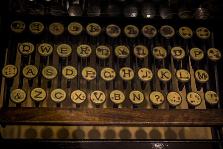 The fragment of an old and vintage typewriter.の写真素材