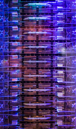 The neon light in a mechanical background.