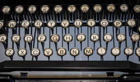The fragment of an old and vintage typewriter.
