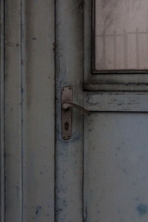The old vintage door handle and keyhole.の写真素材