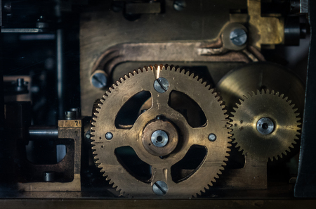 The mechanism of a old and vinage machine.