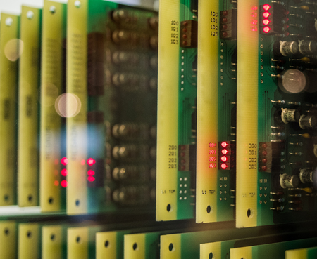 The old and vintage  transistors computer chips.