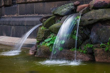 The fountain and waterworks in city Dresden, Germany.の写真素材
