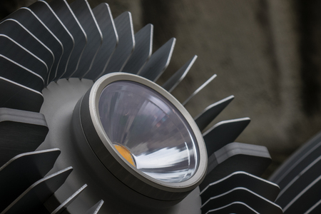 The lamp and metal radiator of a searchlight.の写真素材