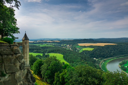 The panorama of landscape in Saxon Switzerland, Germany.の写真素材