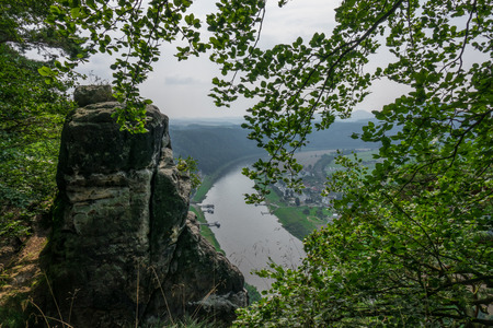 The landscape of Elbe Sandstone Mountains in Germany.の写真素材