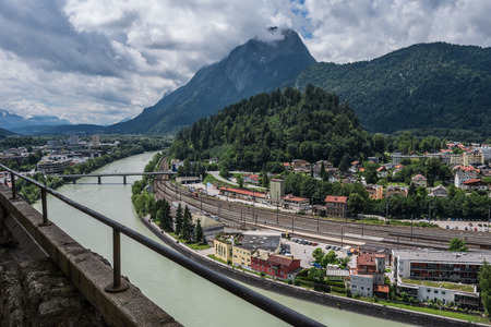 The city Kufstein in Tyrol on river Inn, Austria .の写真素材