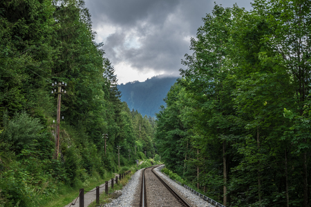 The railroad in a forest, Germany.の写真素材