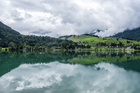 The mountain lake Thiersee in Tyrol, Austria .の写真素材