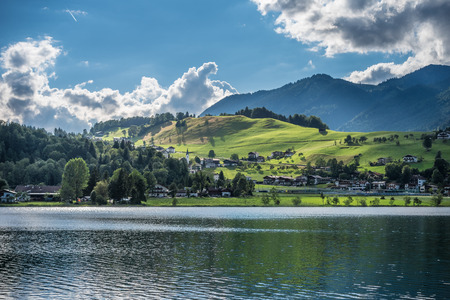 The mountain lake in Alps, Austria .の写真素材