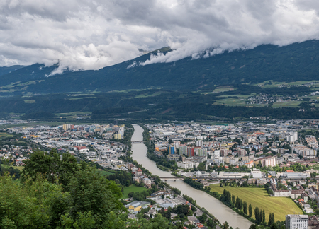 The city Innsbruck of bird's-eye view , Austria .の写真素材