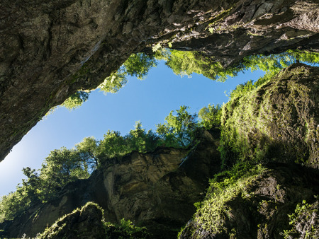 The rocks against a blue sky in mountains, Germany .の写真素材