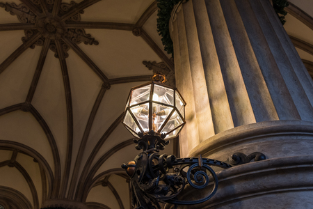 The old lantern in dark room, Hamburg Germany .の写真素材