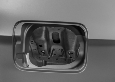 Metal parts of a car in automotive production .の写真素材