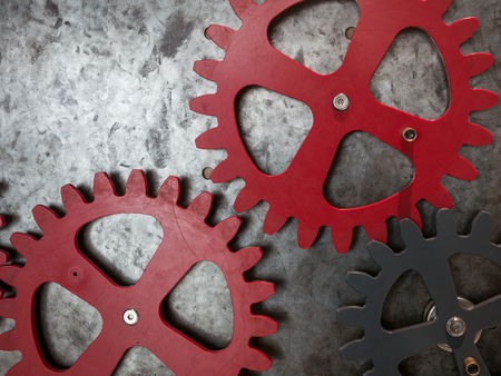 The gears of a mechanism on metal wall .の写真素材