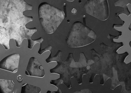 The gears of a mechanism on metal wall .の写真素材