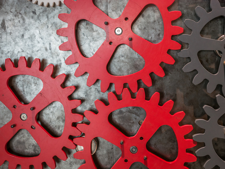 The gears of a mechanism on metal wall .の写真素材
