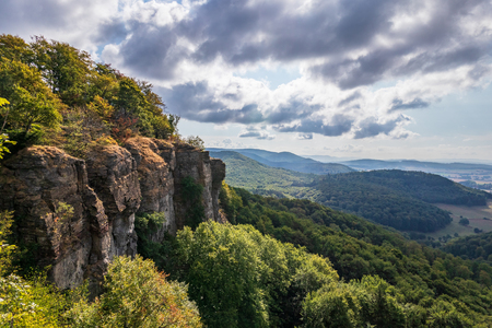 Sandstone rock formation Hohenstein in Germany .の写真素材
