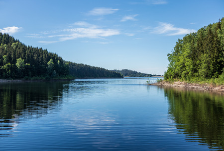 Zillierbach Dam lake in Harz, Germany .の写真素材