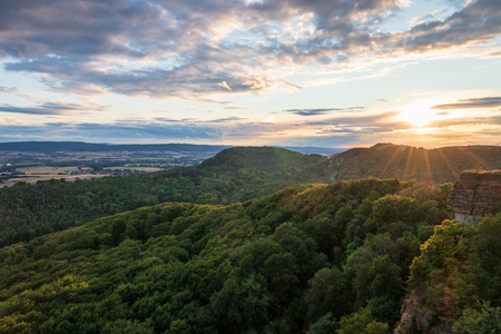 Sandstone rock formation Hohenstein in Germany .の写真素材