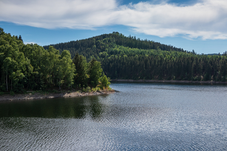 Zillierbach Dam lake in Harz, Germany .の写真素材