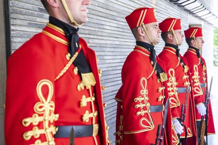 Honorary Guard of the Armed Forces of Croatia near near the presidential palace. ZAGREB, CROATIA....