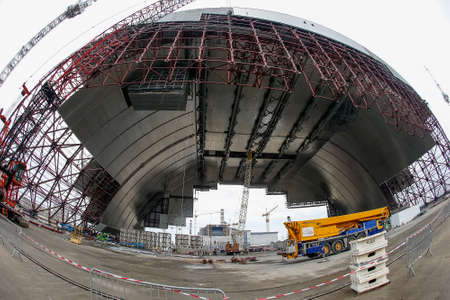 Construction of New Safe Confinement over the remains of the Chernobyl nuclear power plant in...