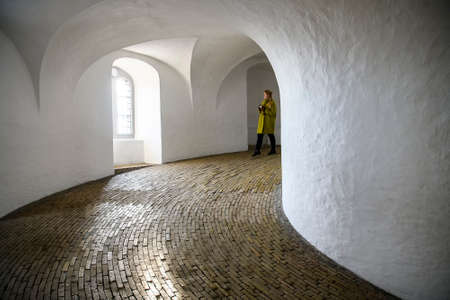 Interior of the Rundetaarn, or the Round Tower in Copenhagen, Denmark.のeditorial素材