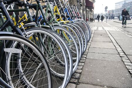 Bikes on the street for sale.