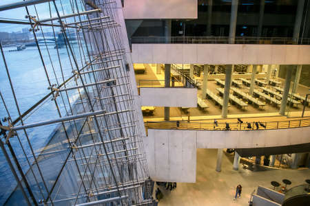 Interior of the Black Diamond, Copenhagen Royal Library. Denmark.のeditorial素材