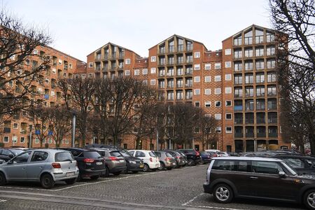 Residential buildings of modern architecture in Copenhagen, Denmark. 